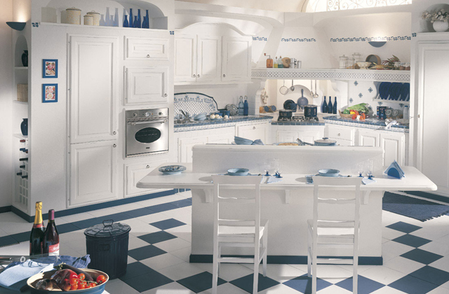 mattonelle blu cucina