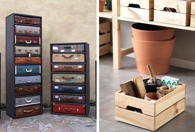 cassettiere con cassette di frutta