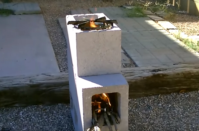 fornello con blocchetti cemento