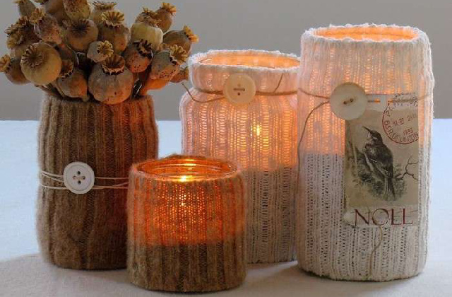 barattoli rivestiti con lana