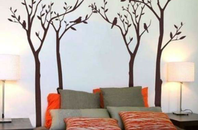 parete stencil alberi